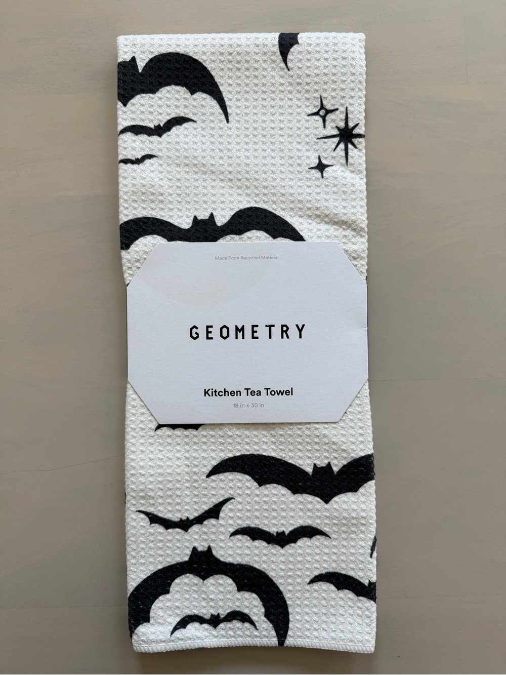 NWT Geometry Tea Towel in
"Midnight Bats"